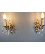 VINTAGE ORNATE Classic SOLID BRASS Crystal Prisms Wired Pair SCONCES app... - €214,99 EUR