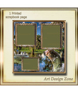 Fishing Scrapbook Page with Large Mouth Bass And A Fisherman - €10,49 EUR