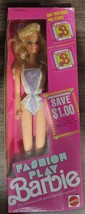 Fashion Play Barbie Doll Mattel 1990 9629 Vintage Pink Stamps Blonde Sealed - £10.97 GBP