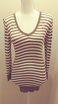 Twenty One Womens Shirt Long Sleeve Brown and White Striped Large - £11.01 GBP