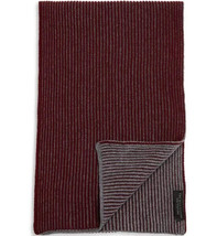 The Men&#39;s Store Wool/Cashmere Reversible Ribbed Scarf  Iron Bordeaux-OS - £28.76 GBP