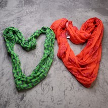 Womens Scarf X2 Merona Orange Green Infinity Lightweight Casual One Size - £15.21 GBP