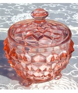 Jeannette Depression Glass Powder Jar w Lid Cube Cubist Pink - $24.61 CAD