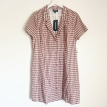 NEW ModCloth Womens Daytime Dynamo Shirt Dress Brown Check Button Up V N... - $24.99