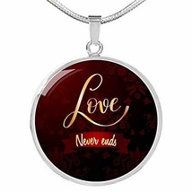 Love Never Ends Circle Necklace Engraved 18k Gold 18-22&quot; - £51.76 GBP