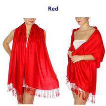 Red - 2Ply Scarf 78X28 LONG Solid Silk Pashmina Cashmere Shawl Wrap - £14.19 GBP