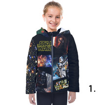 Kids hooded puffer jacket with star wars print - £38.55 GBP