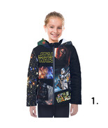 Kids hooded puffer jacket with star wars print - £38.74 GBP