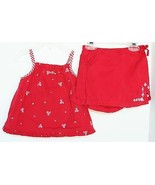 Striking Red Outfit Pretty embroidered Flowers Gingham Trim Toddler Girl... - $8.90