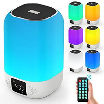 Bluetooth Speaker w/ Night Light Alarm Clock Touch Sensor Bedroom Kitchen Office - £31.89 GBP