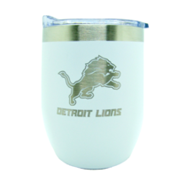 Detroit Lions Etched Logo Stemless Wine Hot Cold Tumbler 12 oz Stainless... - £19.41 GBP