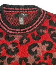 AQUA Red Leopard Print Knit Sweater XS Crewneck Long Sleeve image 5
