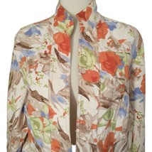 Coldwater Creek Jacket M Damask Blazer Shirt Watercolor Texture Cotton Stretch  - £20.90 GBP
