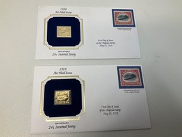 Lot Of 2 U.S. Replica 22K Gold 1918 Inverted Jenny Stamp Unused Mint - $12.66