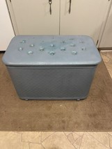 Vintage Mid-Century Pearl Wick Aqua Turquoise Clothes Hamper Vinyl Metal MCM - £39.46 GBP