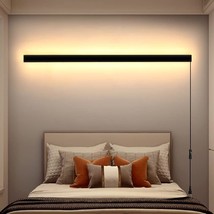 Modern Plug In Long Wall Sconce, 39&quot; Black Matte Led Wall Lights, 20W, H... - $1,302.98 MXN