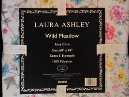 NIP Laura Ashley "Wild Meadow" Tablecloth 60 x 84 Spring Floral Pink Yellow Blue - $45.43
