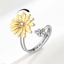 Cubic Zirconia &amp; Two Tone Rotating Mum &amp; Bee Bypass Ring - £11.18 GBP