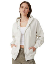 Cotton on Womens Classic Zip-Through Hoodie Sweatshirt - Vintage White, XL - $25.74