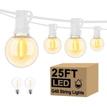 25Ft Led Outdoor String Lights, Patio Globe String Lights With 27 Shatte... - £28.76 GBP