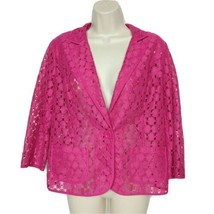 Chicos Womens Blazer Size 1 Medium Pink Padded Shoulders Cutout Long Sleeve - £26.50 GBP
