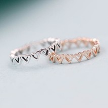 2020 Valentine Release Sterling Silver and Rose gold Regal Freehand Hearts Ring  - £13.02 GBP