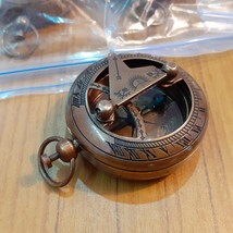 Brass Antique Nautical Push Button Sundial Compass gift new item - £16.88 GBP