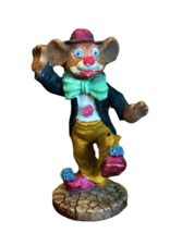 Original Artmark Dancing Mouse Clown Figure 2.75 Inch Resin Green Bowtie Vintage - $3.88