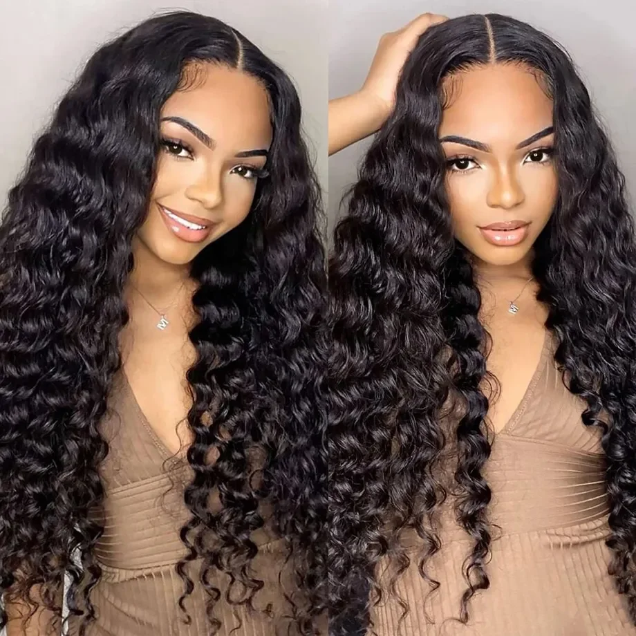 32Inch 180% Density 13x4 13x6 Deep Wave Transparent Lace Frontal Wigs For Bla - £77.76 GBP+