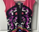 Madison Blouse Sleeveless Womens Size Medium Knit Colorful  Pink Black C... - £8.61 GBP