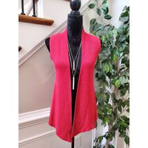 Chico's Women's Red 100% Cotton Sleeveless Open Front Cardigan Sweater S... - $23.76