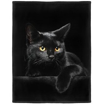 60&quot;X80&quot; Blanket Soft Fluffy Flannel Fleece Throw Black Cat - £52.19 GBP