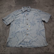 Caribbean Shirt Mens M Blue Tropical Button Up Short Sleeve Collared Top - £18.18 GBP
