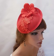 RED HAT Fascinator Red fascinator #Red felt flower and motif Ascot Kentu... - $44.50