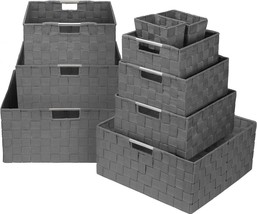 Sorbus Storage Box Woven Basket Bin Container Tote Cube Organizer Set Stackable - £33.00 GBP