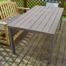 Aluminum Rectangle Dining Table Outdoor Indoor Patio Large Party BBQ Desk Gray - £244.70 GBP