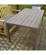 Aluminum Rectangle Dining Table Outdoor Indoor Patio Large Party BBQ Desk Gray - $312.99