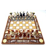 Chess Set Board &amp; 32 Pieces Greek Roman Gods Warriors Statue Figurine Ha... - £205.28 GBP