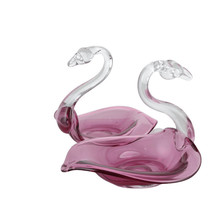 c1950 Cranberry Art Glass Swans with Ground Pontil Pair - $84.15