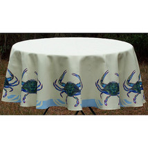 Betsy Drake Blue Crab 68 Inch Round Table Cloth - £70.08 GBP