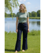 Tory Burch Maddie Pant Navy Blue Womens Sz 0 Wide Leg Cotton Blend Caree... - €89,30 EUR