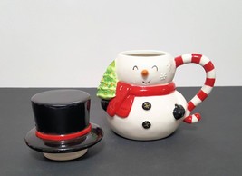NEW RARE Christmas Snowman Covered Mug with Hat and Cane 14 oz. - £31.26 GBP