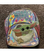 Kids Grogu Baby Yoda Backpack Star Wars 9.5”x7” Glitter Foil Youth Book Bag - €12,86 EUR