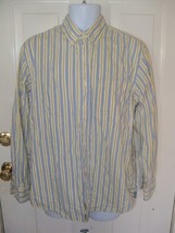 Izod YELLOW/BLUE Striped Ls Button Collar Shirt Size M Men&#39;s - £16.01 GBP