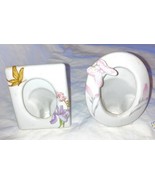 set of 2 small Vintage porcelain Picture Frames free standing butterfly ... - $21.04