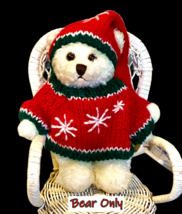 Vintage Mervyn&#39;s 2001 Christmas 7 Inch Teddy Bear in Cap Stuffed Animal Plush - £9.22 GBP