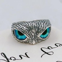 Real 925 Sterling Silver Demon Eye Owl Ring For Women Girl Lovers Retro Animal O - £38.18 GBP