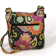 VERA BRADLEY Crossbody Purse Gray Orange Pink Crossover Bag Ziggy Zinnia... - $19.75