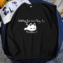 Omori Cat Graphic Hoodie Pullover Women Sweatshirt Crewneck Waiting for Somethin - £71.10 GBP
