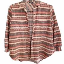 Angie Aztec Stripe Cotton Twill Button Front Shirt Shacket - £22.42 GBP